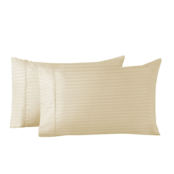 Royal Comfort Blended Bamboo Pillowcase Twin Pack With Stripes - Sand - Lets Party