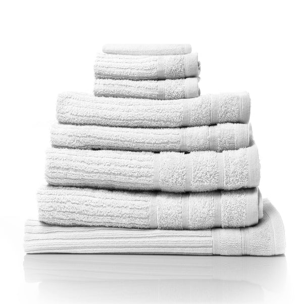 Royal Comfort Eden Egyptian Cotton 600 GSM 8 Piece Towel Pack White - Lets Party