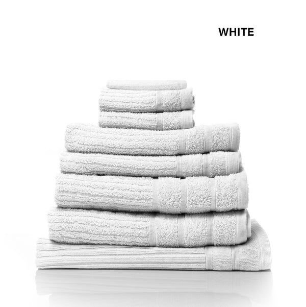 Royal Comfort Eden Egyptian Cotton 600 GSM 8 Piece Towel Pack White - Lets Party