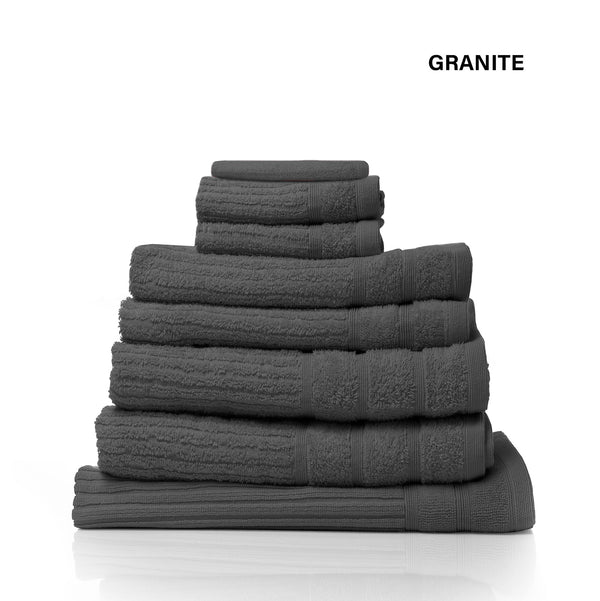 Royal Comfort Eden Egyptian Cotton 600 GSM 8 Piece Towel Pack Granite - Lets Party