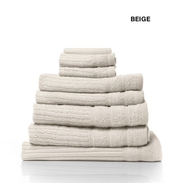 Royal Comfort Eden Egyptian Cotton 600 GSM 8 Piece Towel Pack Beige - Lets Party