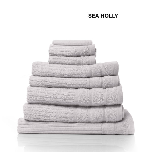 Royal Comfort Eden Egyptian Cotton 600 GSM 8 Piece Towel Pack Sea Holly - Lets Party