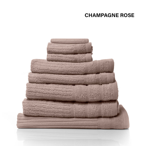 Royal Comfort Eden Egyptian Cotton 600 GSM 8 Piece Towel Pack Champagne Rose - Lets Party