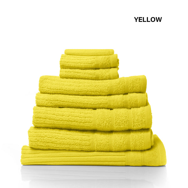 Royal Comfort Eden Egyptian Cotton 600 GSM 8 Piece Towel Pack Yellow - Lets Party