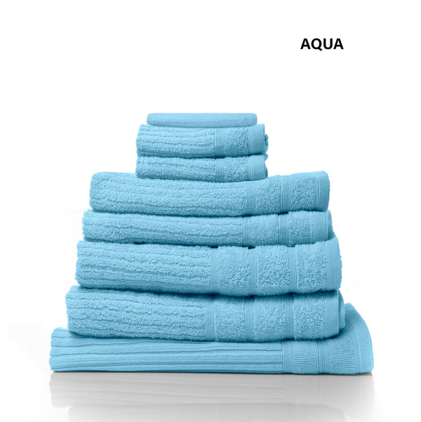 Royal Comfort Eden Egyptian Cotton 600 GSM 8 Piece Towel Pack Aqua - Lets Party