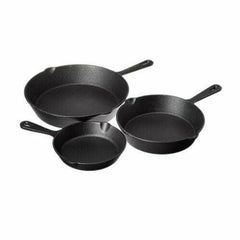 Cast Iron Skillet – 3pc Pre-Seasoned Fry Pan Set 16-25cm