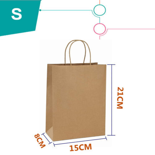 Bulk Kraft Paper Bags Gift Shopping Carry Craft Retail Bag with Handle Brown NEW