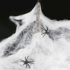 Spider Web Decoration – Giant Stretch Cobweb, 1.5m & 2.5m Black Webs, Giant Spiders