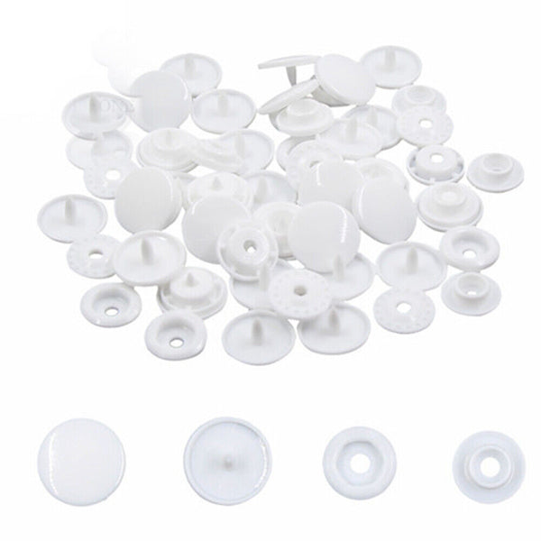 100 Set Size 20 T5 White Plastic Resin Press Studs Snap Fasteners Poppers New AU