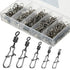 100Pcs Fishing Rolling Barrel Swivel with Nice Snap Tackle Connector Size 4#-12#