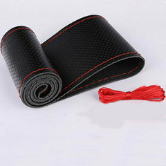Leather DIY Car Steering Wheel Cover Breathable Anti-slip Universal 38cm 2Colour