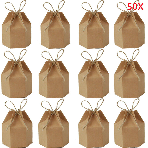 Up 50X Xma Candy Gift Box Bag Pillow Favor Kraft Paper Gift Favour Wedding Party