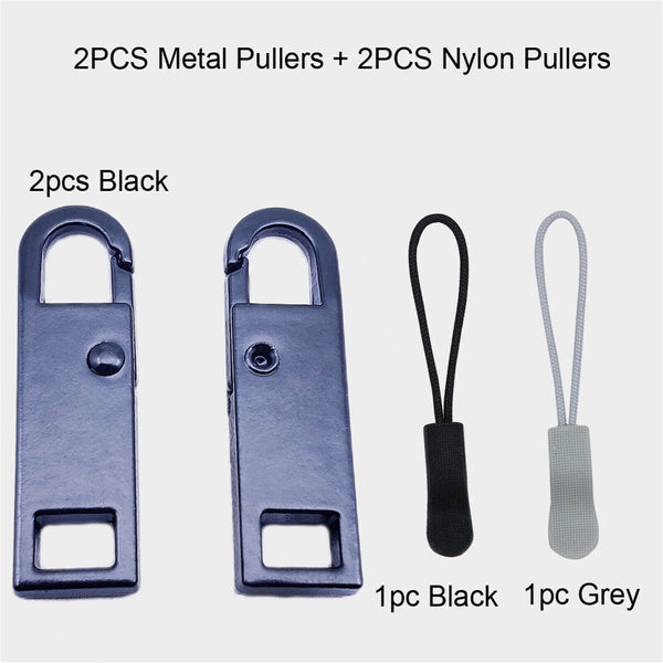 4X Zipper Pull Replacement Repair Kit Detachable Metal Zipper Slider Puller Tab