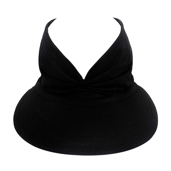 Women's Visor Hat Swimming Cap Beach Pony Tail Sun Wide Brim Summer Ladies Sport