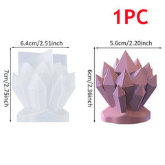 1/2X 3D Crystal Cluster Candle Mold Silicone Mould DIY Candlestick Fondant Soap
