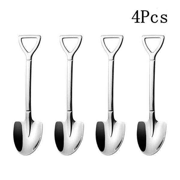 4pcs/set Portable Stainless Steel Kitchen Cutlery Tools Retro Shovel Spoons Set