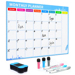 Monthly Planner Magnetic Whiteboard Fridge Calendar with 3 markers & an Eraser