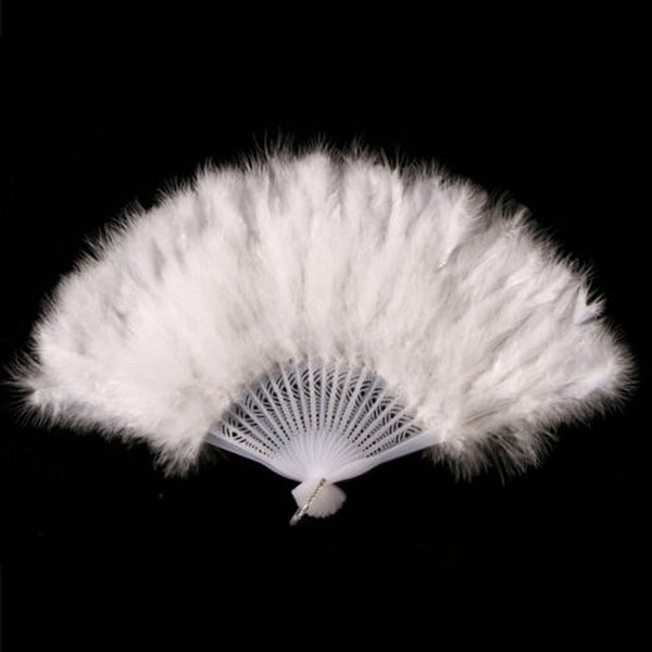 Feather Fan Folding Hand Costume Wedding Showgirl Dance Fancy Party Decor Craft