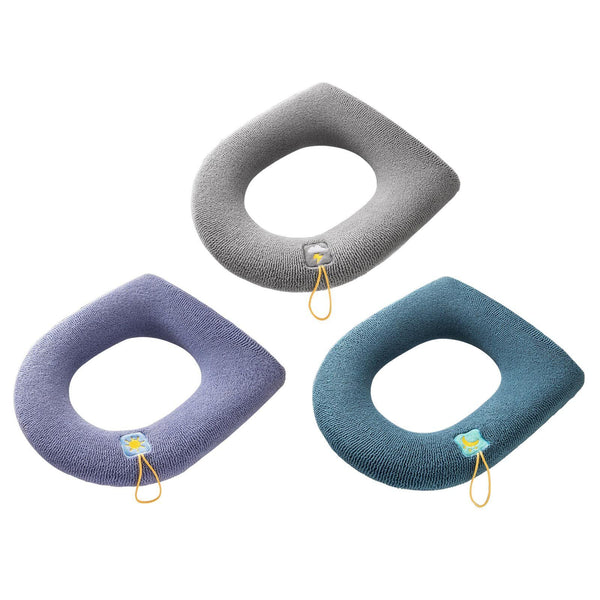 3PCS Winter Warm Soft Washable Toilet Seat Closestool Cover Cushion Warm Mat Pad