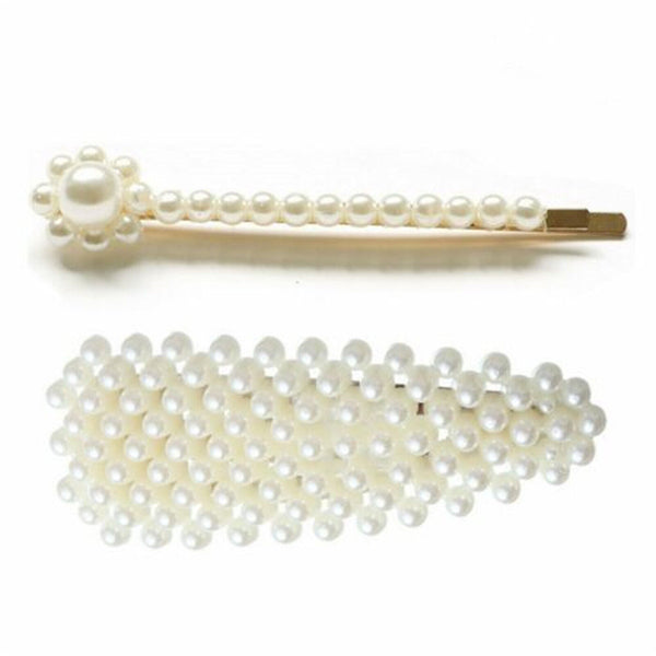 Women Girl Pearl Hair Clip Snap Barrette Stick Pin Hair Accessories Party AU