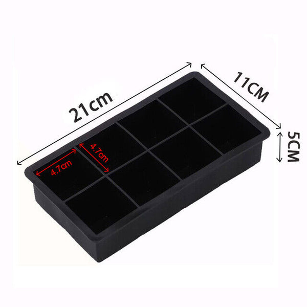 6/8/15 Grids Silicone Ice Cube Tray Large Mould Mold Giant Maker Square Black