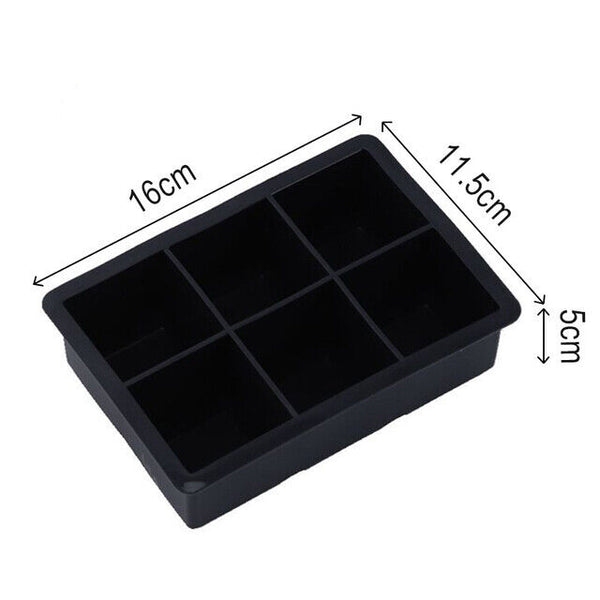 6/8/15 Grids Silicone Ice Cube Tray Large Mould Mold Giant Maker Square Black