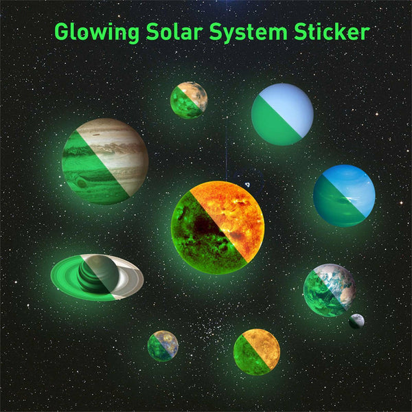 10X Glow In The Dark Wall Sticker Luminous Solar System Space Planet Room Decal