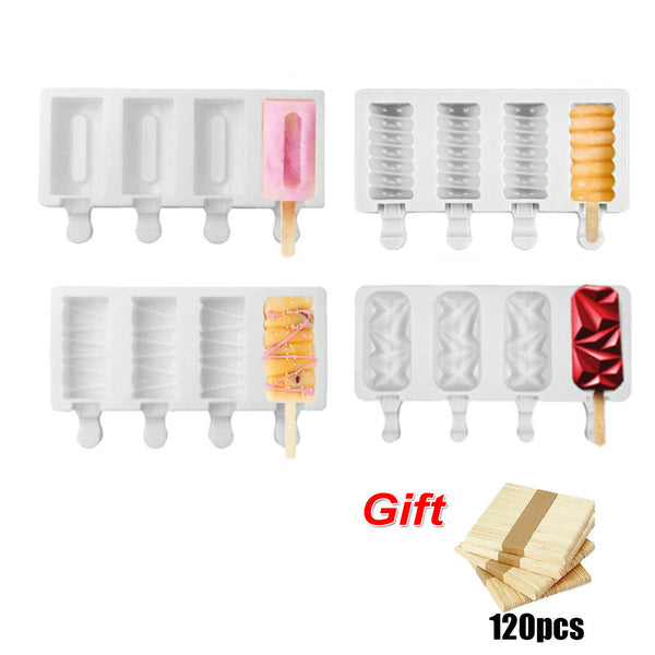 4 Cell Silicone Ice Cream Mold Juice Ice Lolly Maker Ice Lolly Pop Mould AUS - Lets Party