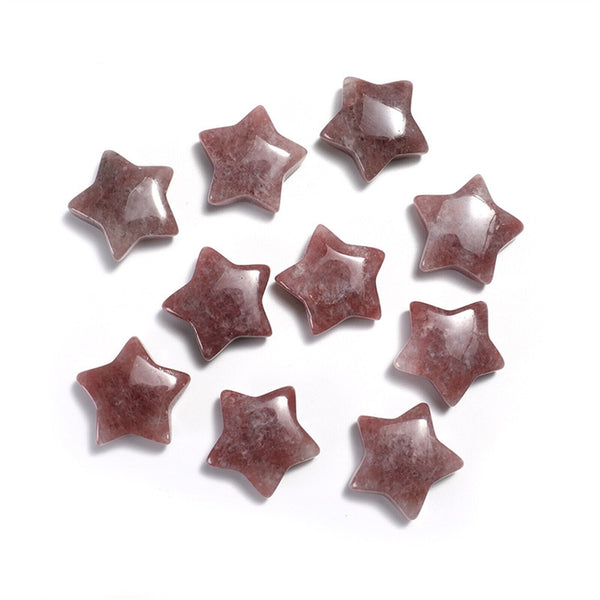 4X Natural Crystal Quartz 3CM Star Carved Worry Pocket Gemstone Healing Stone AU