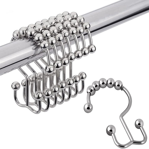 UP 120PCS Shower Curtain Hook Rust Shower Metal Double Glide Roller Shower Hooks