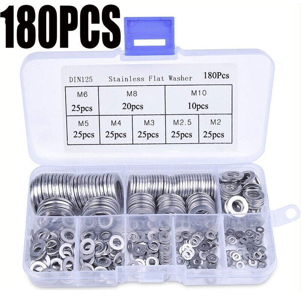 180/600pcs Stainless Steel Flat Washer Washers Assortment Set Value Kit AU NEW