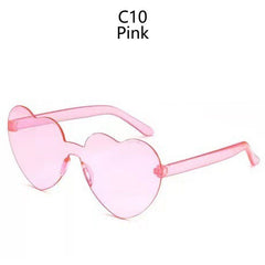 Love Heart Shape Sunglasses Clear Lens Rimless Festival Glasses Dress Party AU