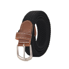 Men's Stretch Braided Woven Waist Straps Elastic Waistband Canvas Buckle Belt