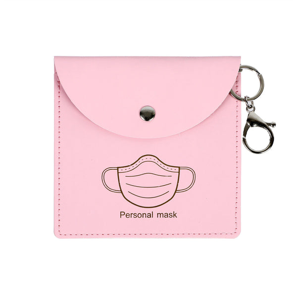 Face Mask PU Leather Storage with Keychain Holder Travel Organizer Compact AUS