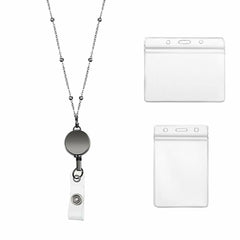 Retractable Badge Reel Lanyard with ID Name Card Holders Badge Holder Necklace
