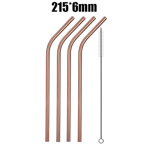 Stainless Steel Straw Metal Drinking Straw Bent Long Reusable Washable