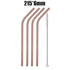 Stainless Steel Straw Metal Drinking Straw Bent Long Reusable Washable