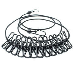 2pcs 12 Clips Camping Rope Peg Washing Clothes Line Travel clothesline Portable
