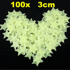 Glow in the Dark Stars - 100 or 200 Wall Stickers 3cm Luminous
