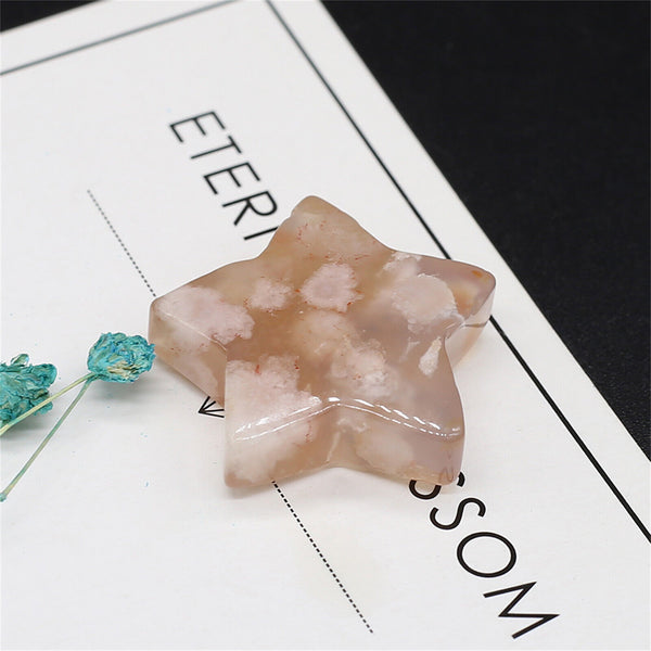 4X Natural Crystal Quartz 3CM Star Carved Worry Pocket Gemstone Healing Stone AU
