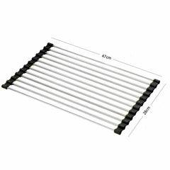 Stainless Steel Dish Rack Drying Drainer Over Sink Rack Roll Up Foldable Kitchen