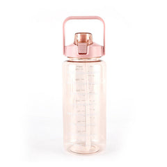 2L Water Bottle Straw Cup Motivational Drink Flask With Time Markings Sports Gym