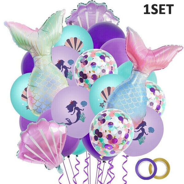 22/44X Mermaid Tail Balloons Set Party Supplies Kids Girls Birthday Decoration