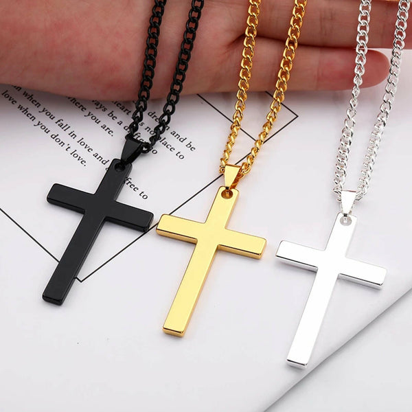 3PCS Stainless Steel Cross Pendant Men Women Chain Necklace Religious Jewelry AU - Lets Party