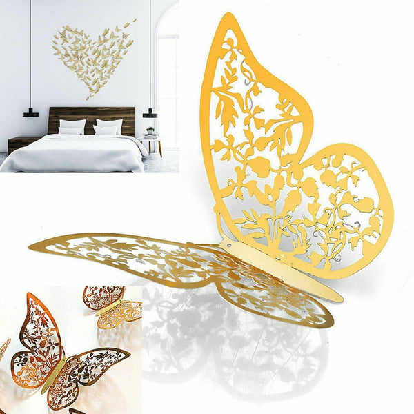 12-60PCS 3D Butterfly Wall Decals Stickers Removable Kids Room Decorations DIY