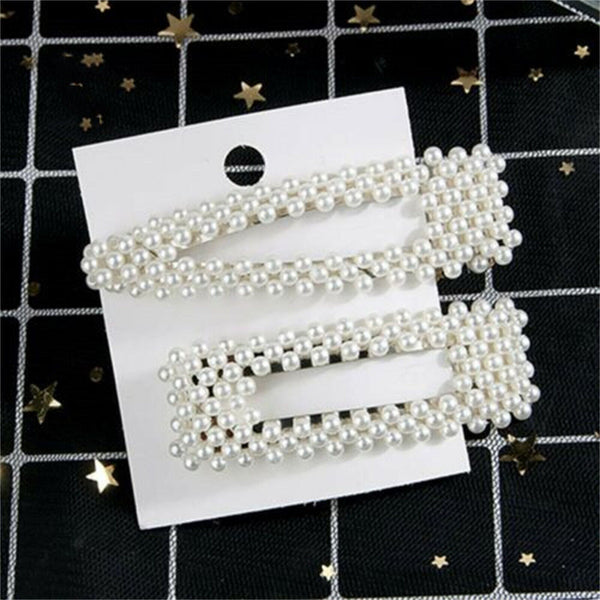 Women Girl Pearl Hair Clip Snap Barrette Stick Pin Hair Accessories Party AU