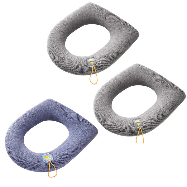 3PCS Winter Warm Soft Washable Toilet Seat Closestool Cover Cushion Warm Mat Pad