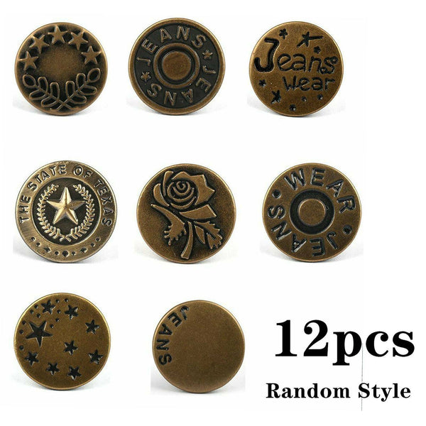 UP TO12X No Sewing Jeans Jacket Denim Buttons Press Repair Tack Replacement 17mm