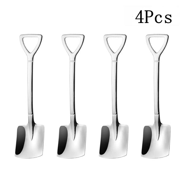 4pcs/set Portable Stainless Steel Kitchen Cutlery Tools Retro Shovel Spoons Set