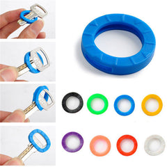 UP 105PCS Bright Colors Hollow Silicone Flexible Elastic Key Cap Covers Keyring